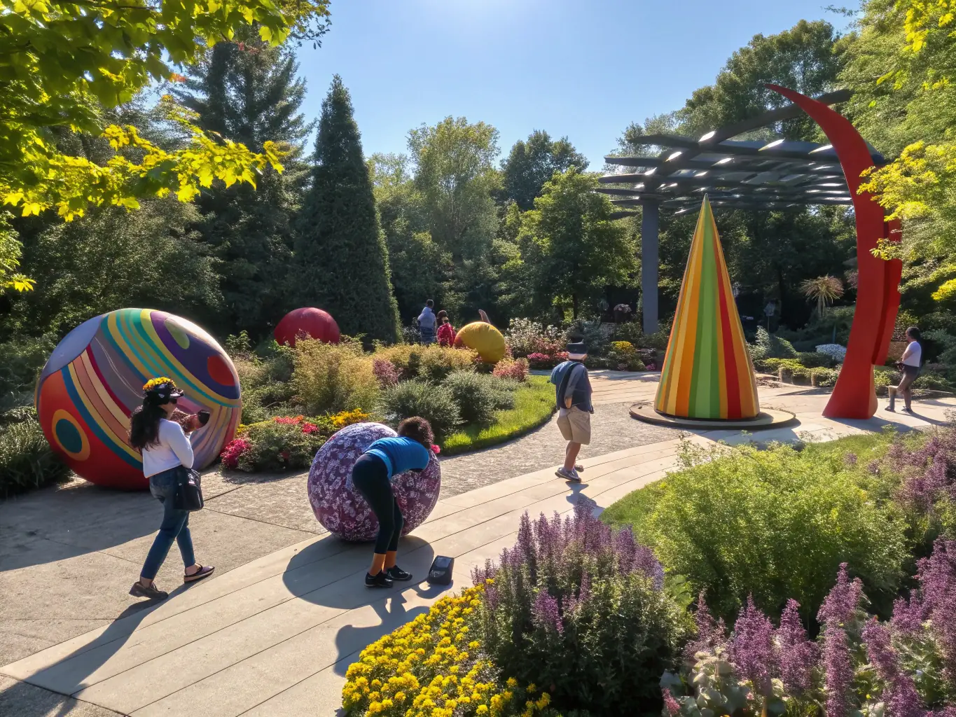 A captivating photo of an outdoor art installation funded by SON SON, featuring colorful sculptures and interactive elements that engage passersby.